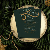 Green and Gold Snowflake Christmas Invitation Einladung