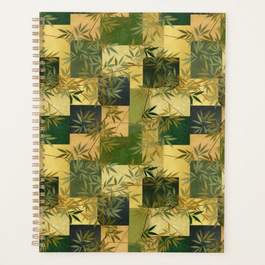 Green and Gold Squares Chiyogami Planner Planer (Vorderseite)