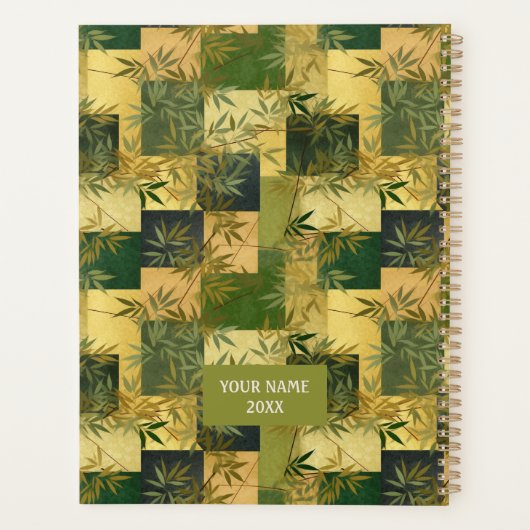 Green and Gold Squares Chiyogami Planner Planer (Rückseite)