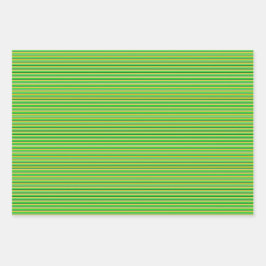 Green and Gold Striped Geschenkpapier Set