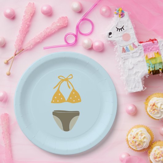 Green and Gold Swimsuit Pool Party Paper Teller (Party)