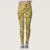 Green and Gold Tie Dye Chevron Pattern Leggings (Vorderseite)