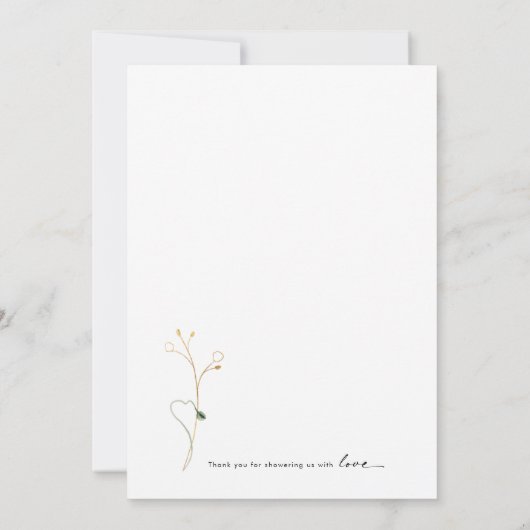 Green and Gold Vertical Baby Shower Vielen Dank Dankeskarte (Rückseite)