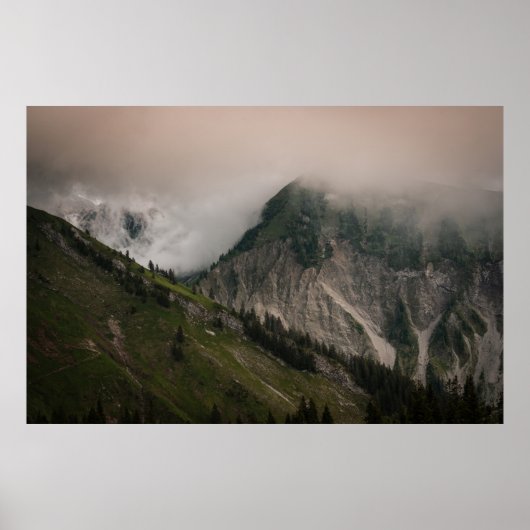 GREEN AND GRAY MOUNTAIN UNDER WHITE CLOUDS POSTER (Vorne)