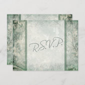 Green and Ivory Floral Repcard Einladung (Vorne/Hinten)