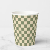 Green and Light Beige Checkerboard Pappbecher (Rückseite)