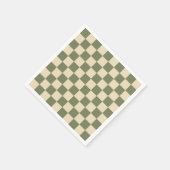 Green and Light Beige Checkerboard Serviette (Ecke)