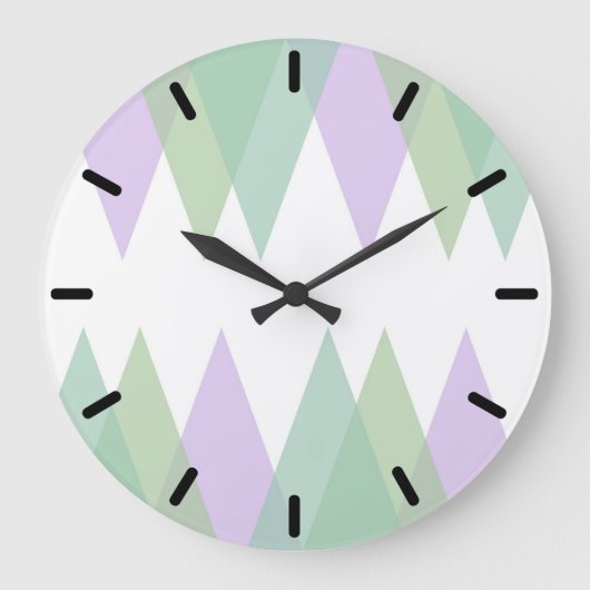 Green and lilac triangles große wanduhr (Vorderseite)