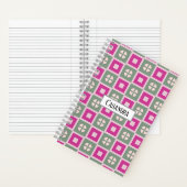 Green and Magenta Boxed Floral Spiral Notebook Notizblock (Innen)