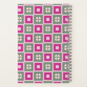 Green and Magenta Boxed Floral Spiral Notebook Notizblock (Rückseite)