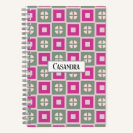 Green and Magenta Boxed Floral Spiral Notebook Notizblock