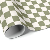 Green and Off White Checkerboard retro vinatge Geschenkpapier (Rolleneckpunkt)