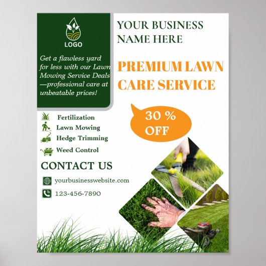 Green and Orange Lawn Care Poster (Vorne)