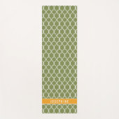 Green And Orange Trellis Pattern With Custom Name Yogamatte (Vorderseite)