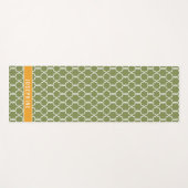 Green And Orange Trellis Pattern With Custom Name Yogamatte (Vorderseite (Horizontal))