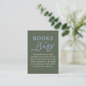 Green and Periwinkle Blue Book Request Baby Shower Begleitkarte (Stehend Vorderseite)
