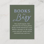 Green and Periwinkle Blue Book Request Baby Shower Begleitkarte (Vorderseite)
