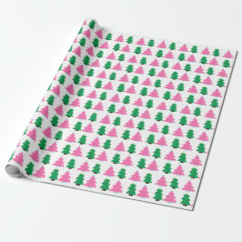 Green and Pink Christmas Trees Geschenkpapier