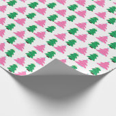 Green and Pink Christmas Trees  Geschenkpapier (Ecke)