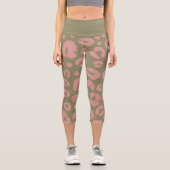 Green and Pink Modern Leopard Pattern Capri Leggings (Vorderseite)