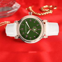  Green and pink monogram custom name Armbanduhr