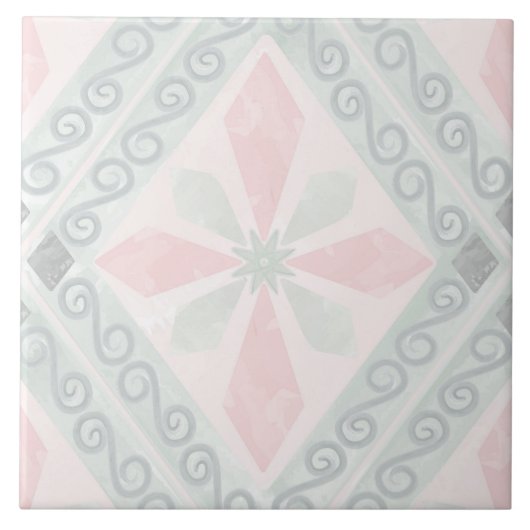 Green and pink pastel diamond pattern fliese (Vorderseite)