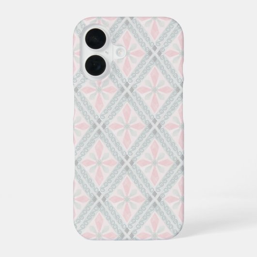 Green and pink pastel diamond pattern iPhone 16 hülle (Rückseite)