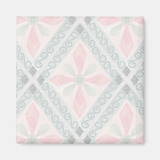 Green and pink pastel diamond pattern magnet (Vorne)