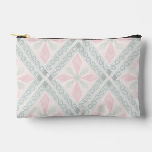 Green and pink pastel diamond pattern zubehörtasche (Vorderseite)