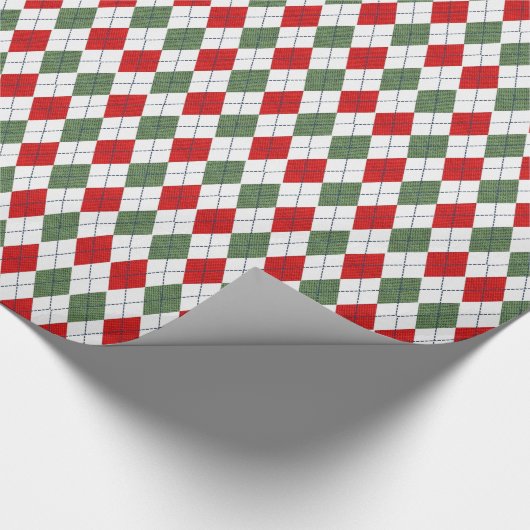 Green and Red Argyle Pattern Geschenkpapier (Ecke)