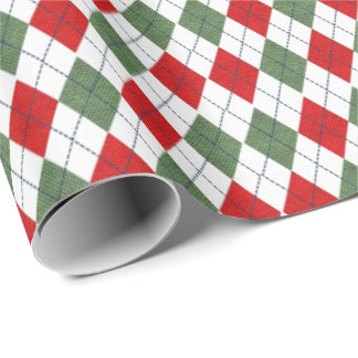 Green and Red Argyle Pattern Geschenkpapier