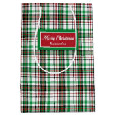 Green and Red Christmas Bags Monogram Holiday Mittlere Geschenktüte (Vorderseite)