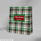 Green and Red Christmas Bags Monogram Holiday Mittlere Geschenktüte