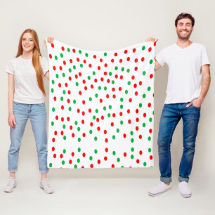 Green and Red Christmas Polka Dots Fleecedecke