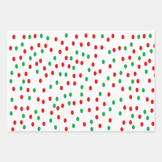 Green and Red Christmas Polka Dots Geschenkpapier Set (Vorderseite 2)