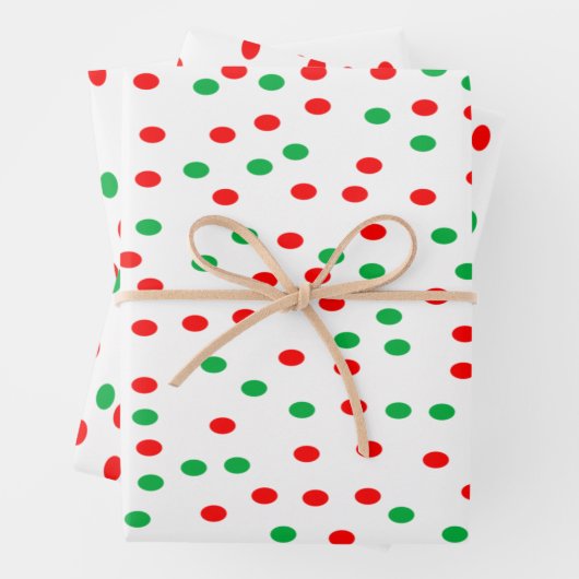 Green and Red Christmas Polka Dots Geschenkpapier Set (Beispiel)