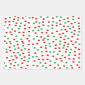 Green and Red Christmas Polka Dots Geschenkpapier Set (Vorderseite)