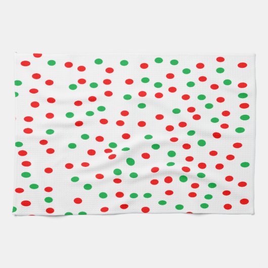 Green and Red Christmas Polka Dots Geschirrtuch (Horizontal)