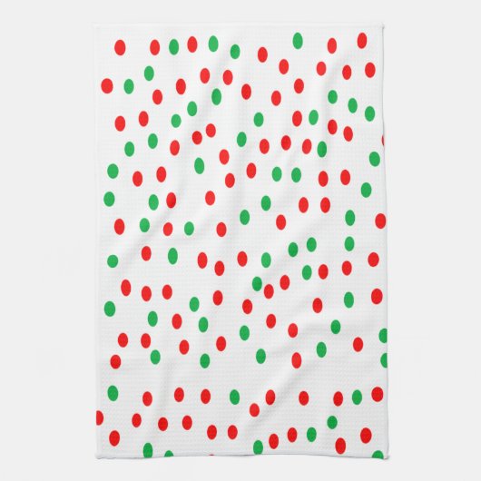 Green and Red Christmas Polka Dots Geschirrtuch (Vertikal)
