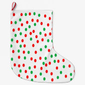 Green and Red Christmas Polka Dots Großer Weihnachtsstrumpf (Vorderseite)