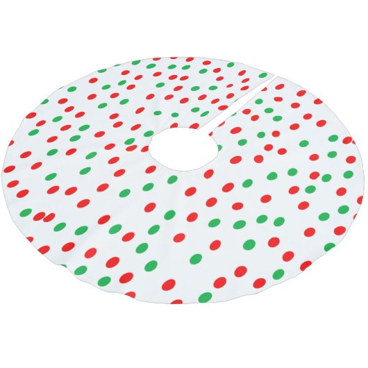 Green and Red Christmas Polka Dots Polyester Weihnachtsbaumdecke (Schrägansicht)