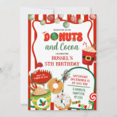 Green and Red Donuts and Cocoa Birthday Invitation Einladung (Vorderseite)