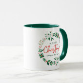 Green and Red Floral Illustration Tasse (VorderseiteRechts)