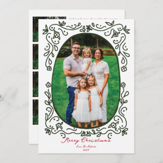 Green and Red Hand Drawn Illustrated Doodle Photo Feiertagskarte