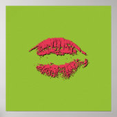Green and Red Kissing Lips Poster (Vorne)