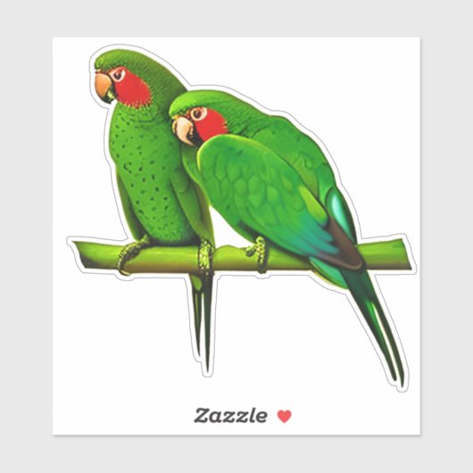 Green and Red Parrot Couple Aufkleber (Blatt)