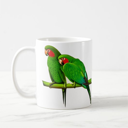 Green and Red Parrot Couple Kaffeetasse (Links)