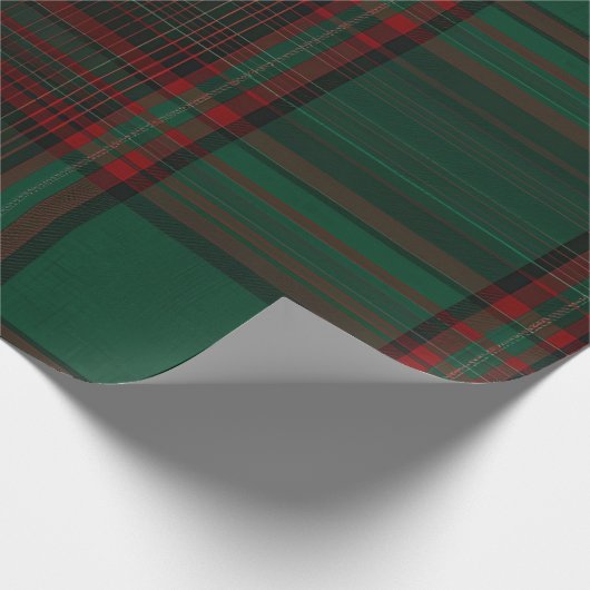 Green and Red Plaid Holiday Wrapping Paper Geschenkpapier (Ecke)