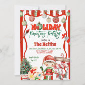 Green and Red Retro Kid's Holiday Painting Party Einladung (Vorderseite)