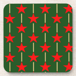 Green And Red Stars Getränkeuntersetzer